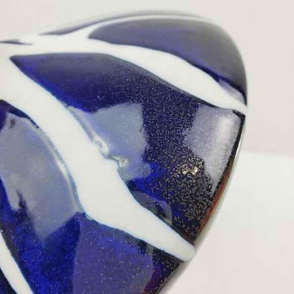 Limoges France Ceramic Abstract Modern Vase Style Blue White Art Piece - Picture 12 of 13